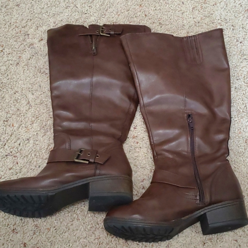 SO brown wide calf tall boots